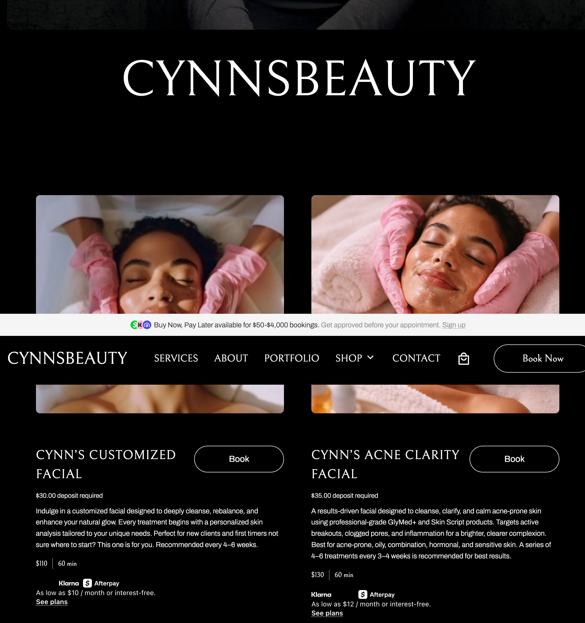 CynnsBeauty before — template section