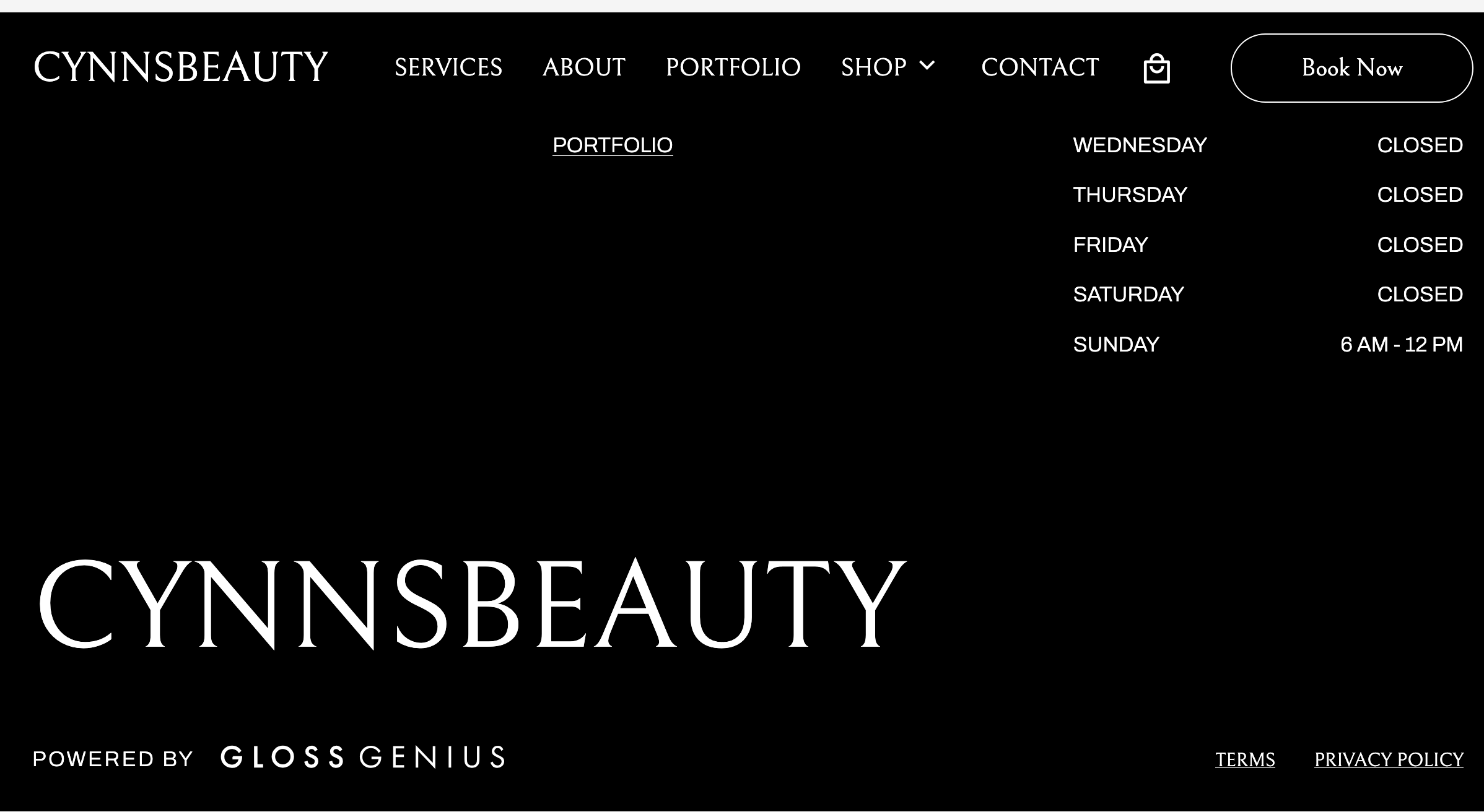 CynnsBeauty before — template footer