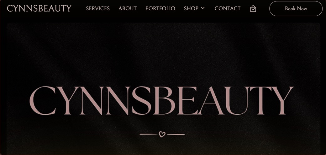 CynnsBeauty website before OHR — sparse page with little to act on